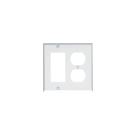 Leviton Rocker/Duplex Wall Plate, 2 Gang, White 80455-W